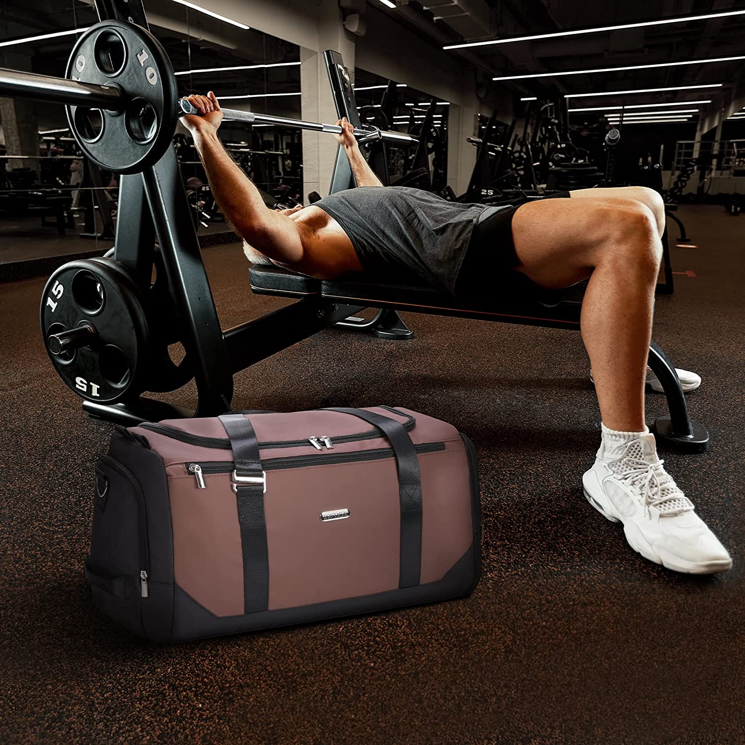 HONYMUM Travel Duffle Bag (50L) for Men，Medium Sports Gym Bag with Shoe Compartment &Wet Pocket，Weekend Overnight Bags Waterproof Carry on Duffel Bag Backpack for Mens Traveling，Black - Image 6